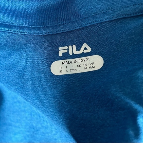 Fila Royal Blue Polo Shirt Size M Medium Partial Button Down Sweat Wicking. - Picture 5 of 6